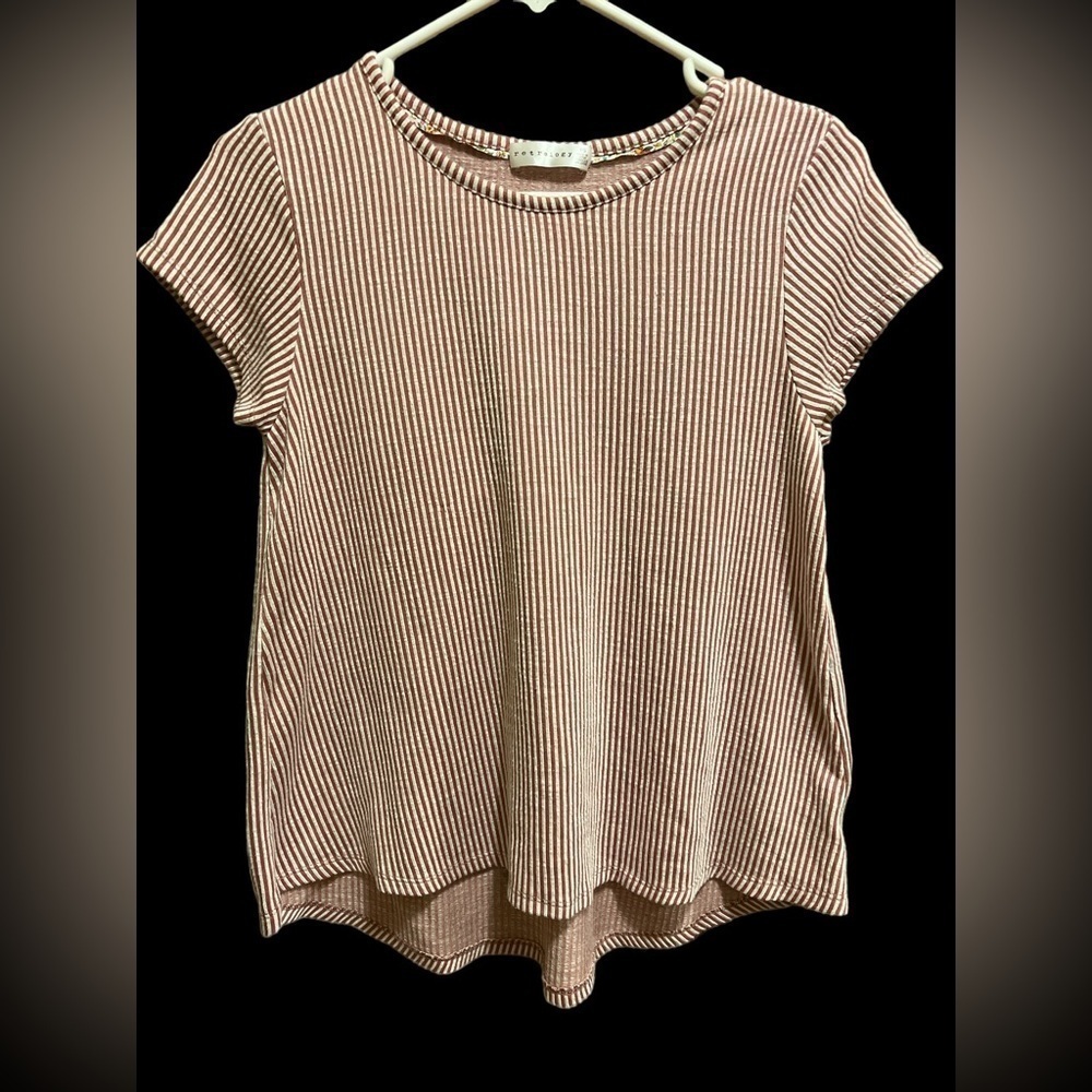Retrology Maroon and White Striped Tee Sz PS